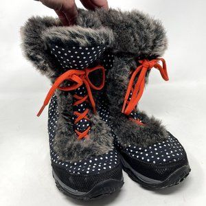 North Face Black and White Polka Dot Boots, Youth Size 5